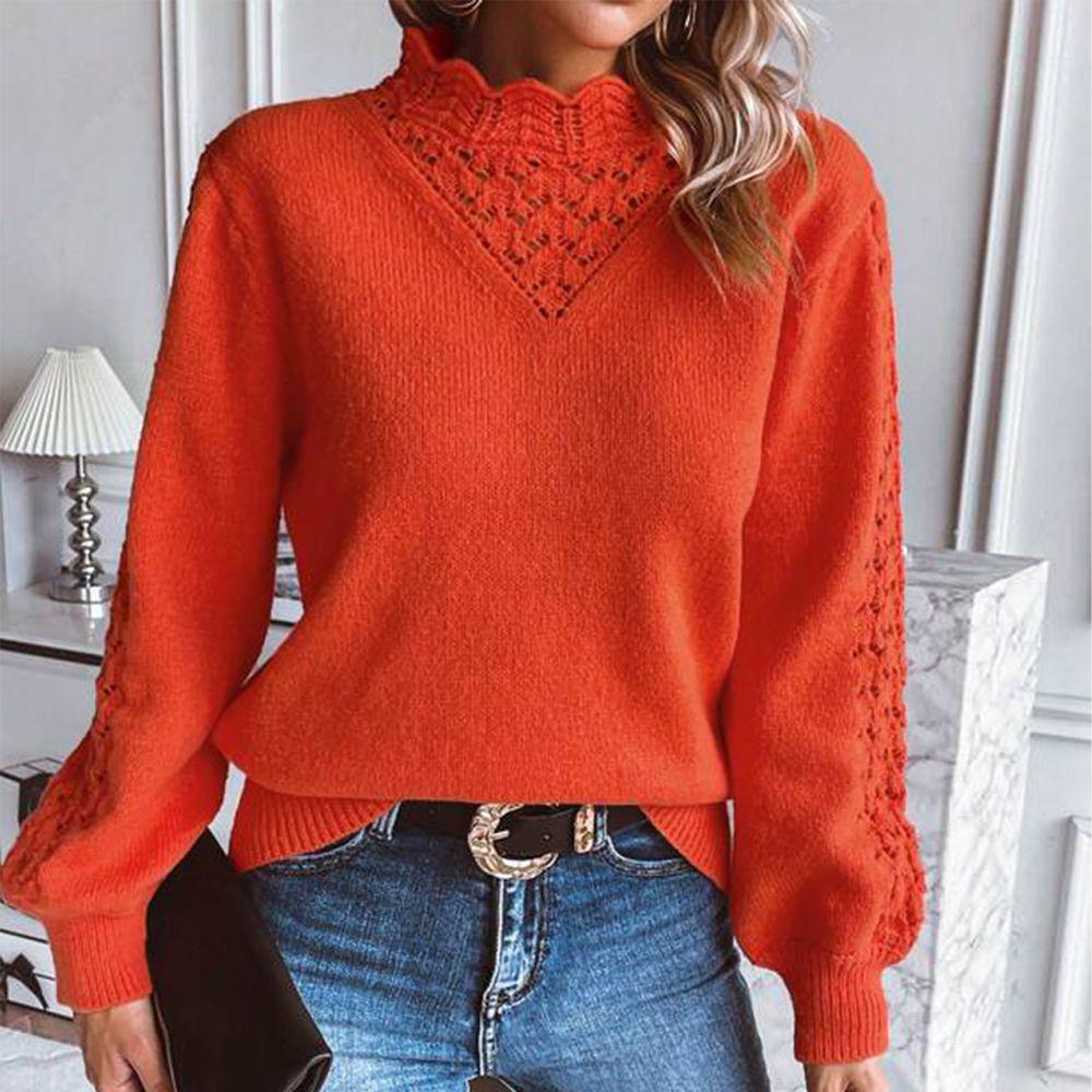 Della I Orange Faux-Collar Sweater