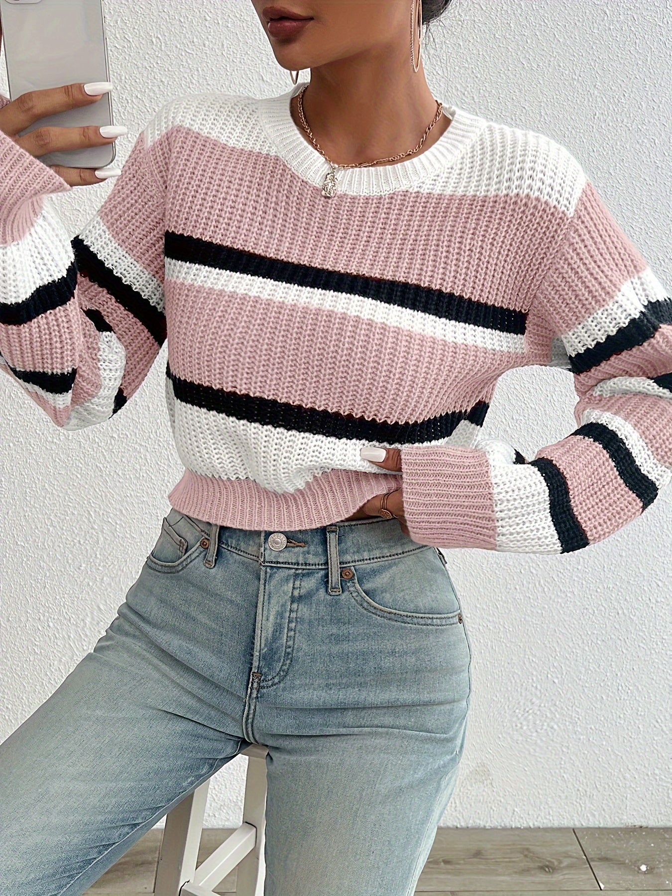 Della I Cropped Colour-Block Sweater