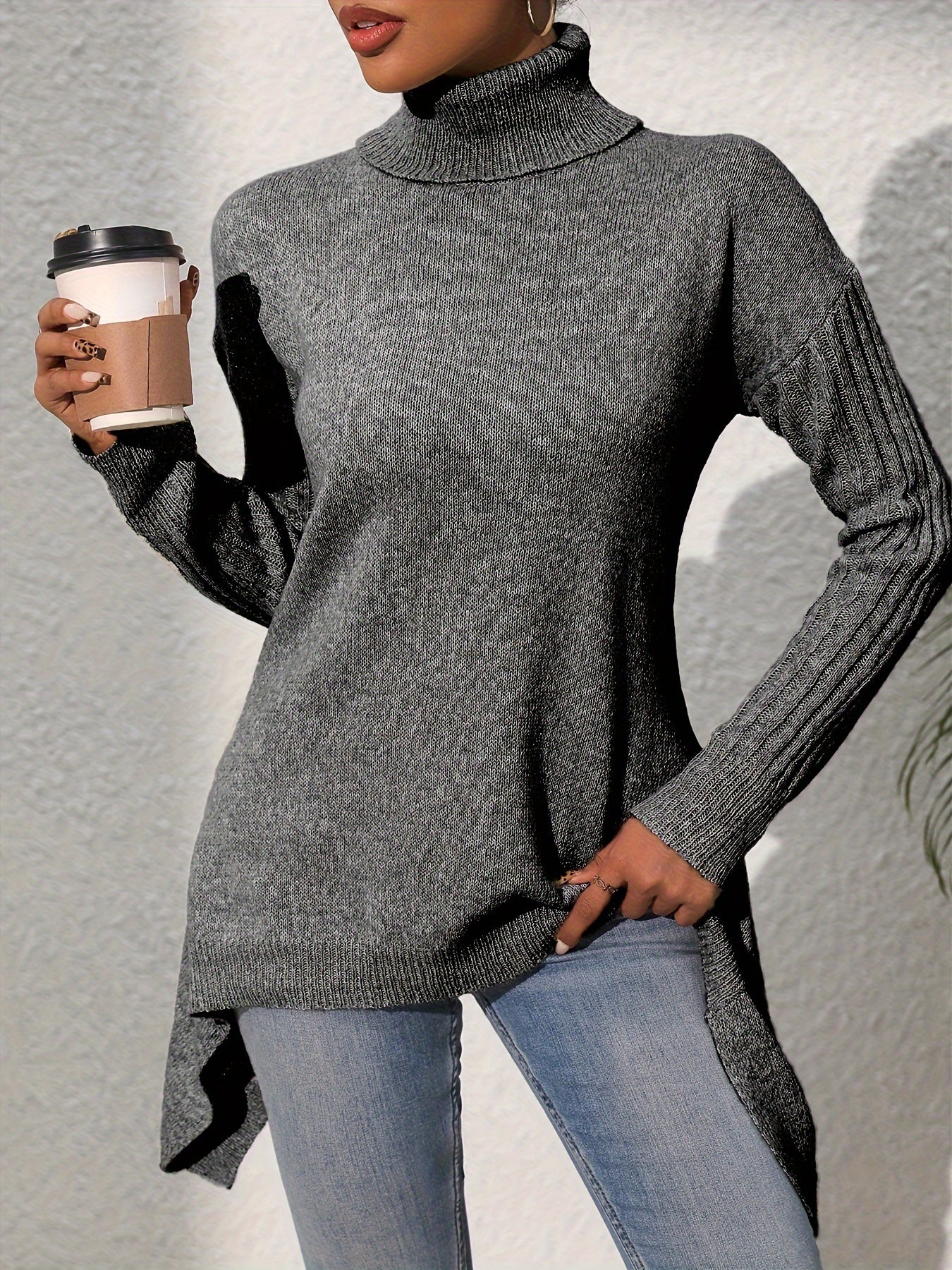 Della I Asymmetric Turtleneck Sweater