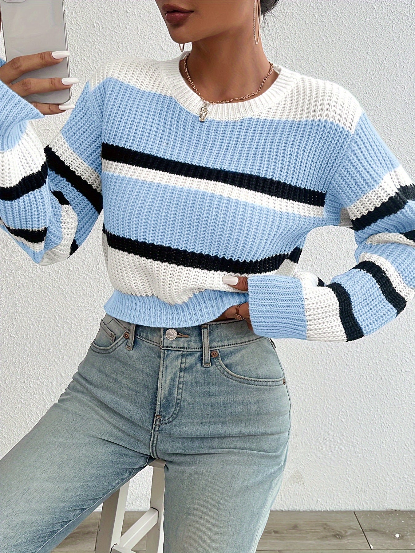 Della I Cropped Colour-Block Sweater