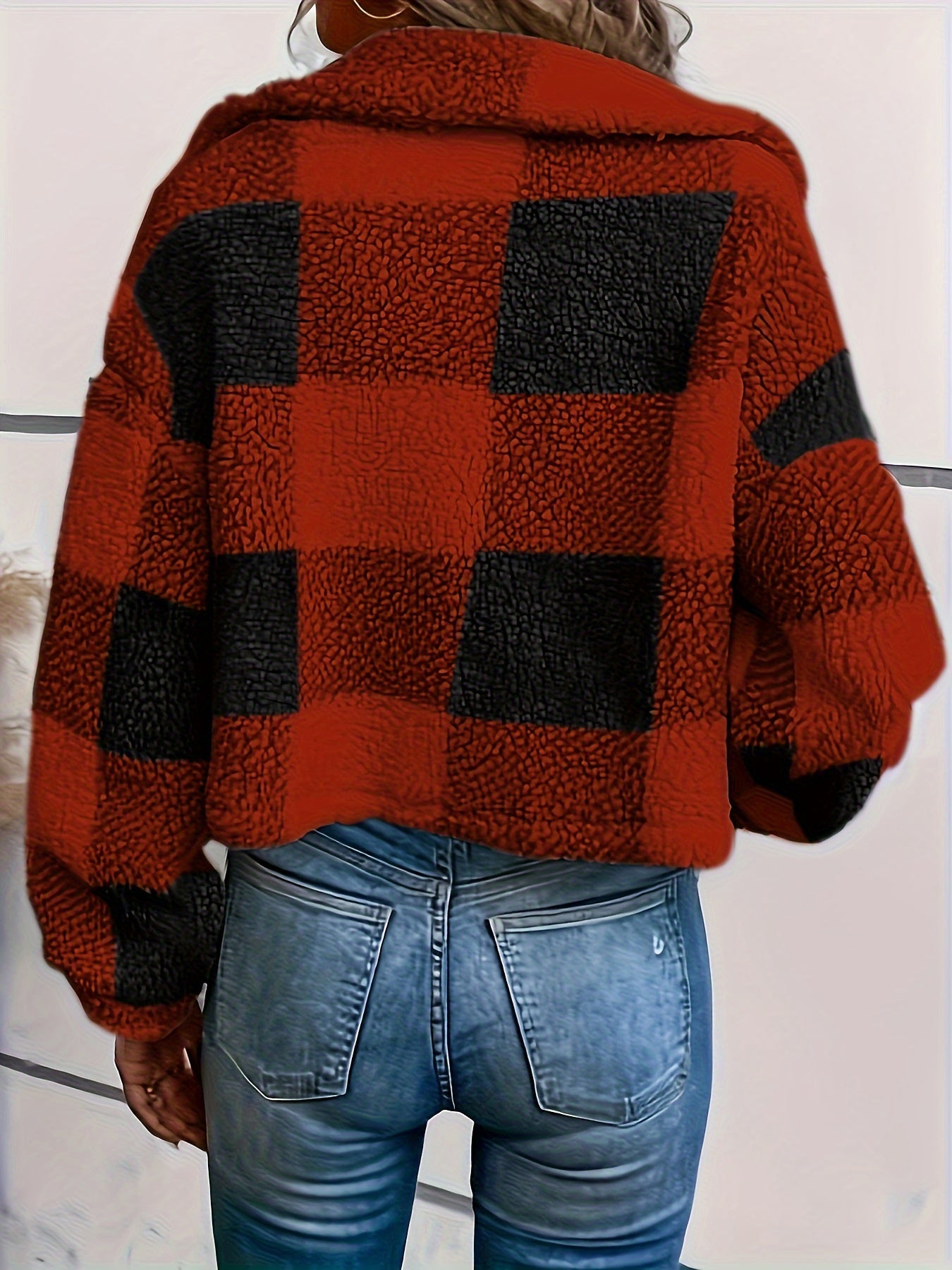 Della I Plaid Teddy Jacket