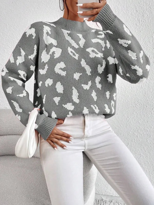 Della I Temperament Leopard Print Sweater