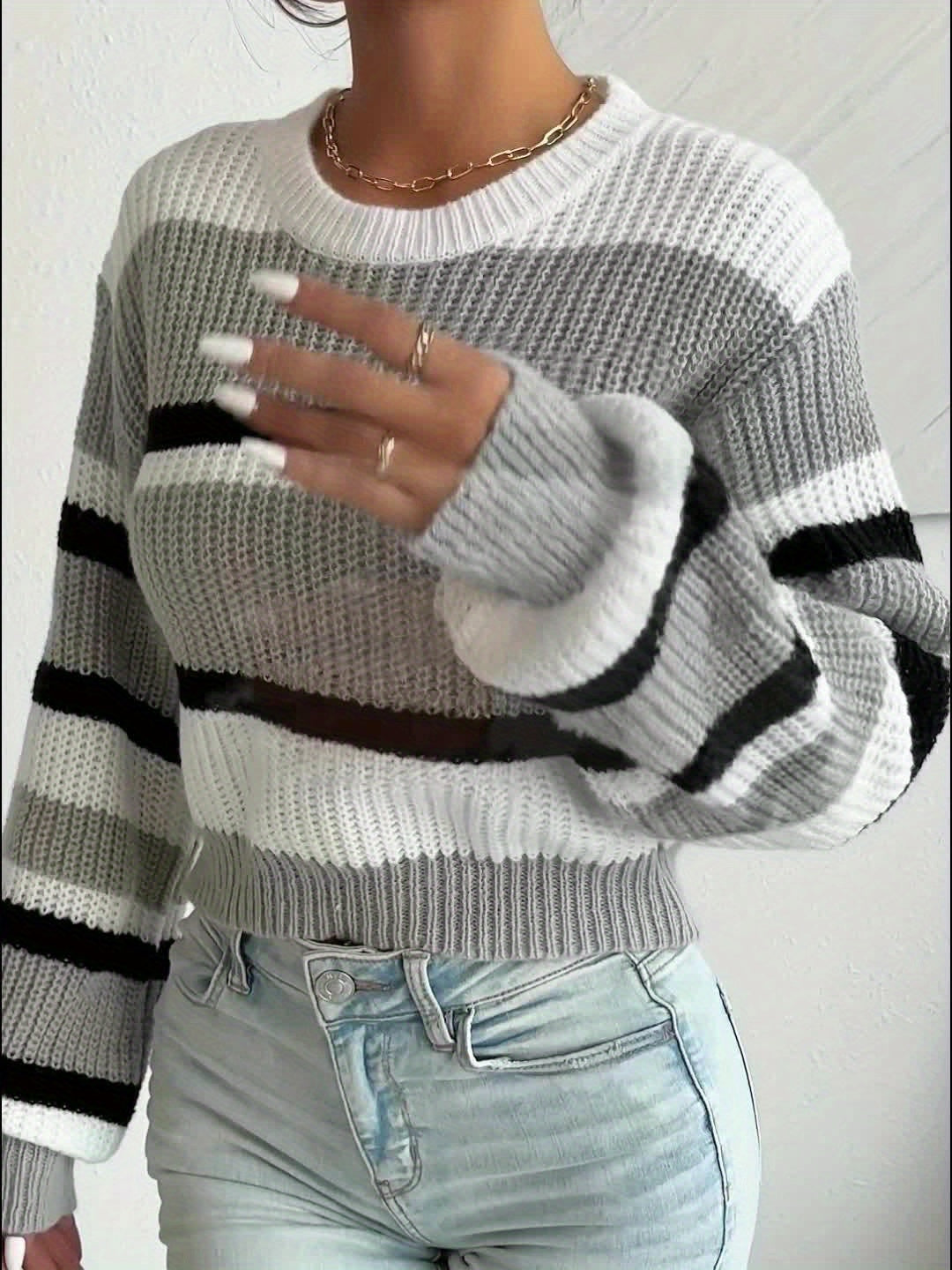 Della I Cropped Colour-Block Sweater