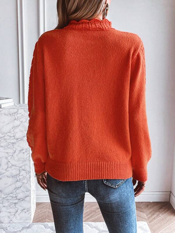 Della I Orange Faux-Collar Sweater