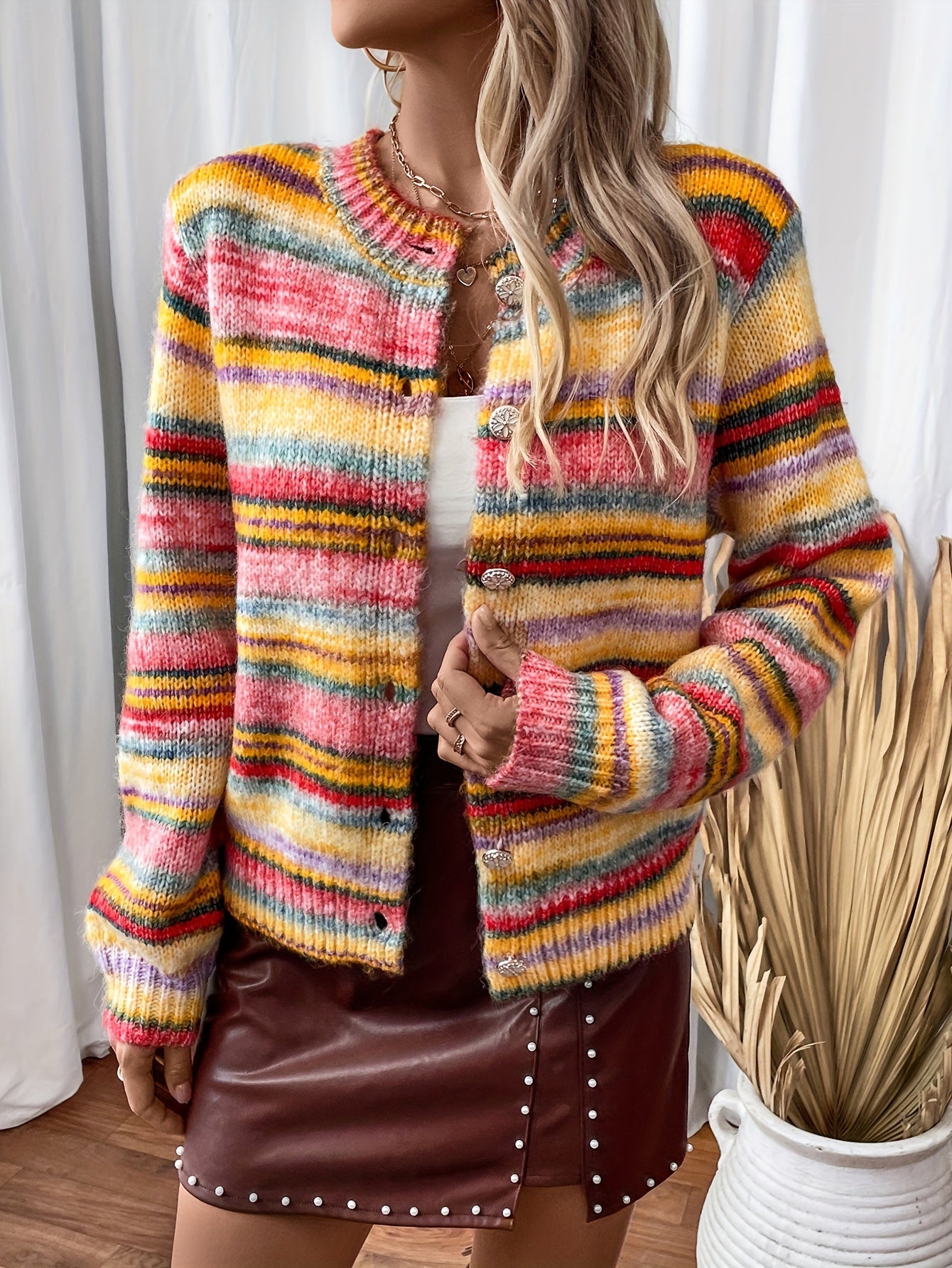 Della I Striped Rainbow Cardigan