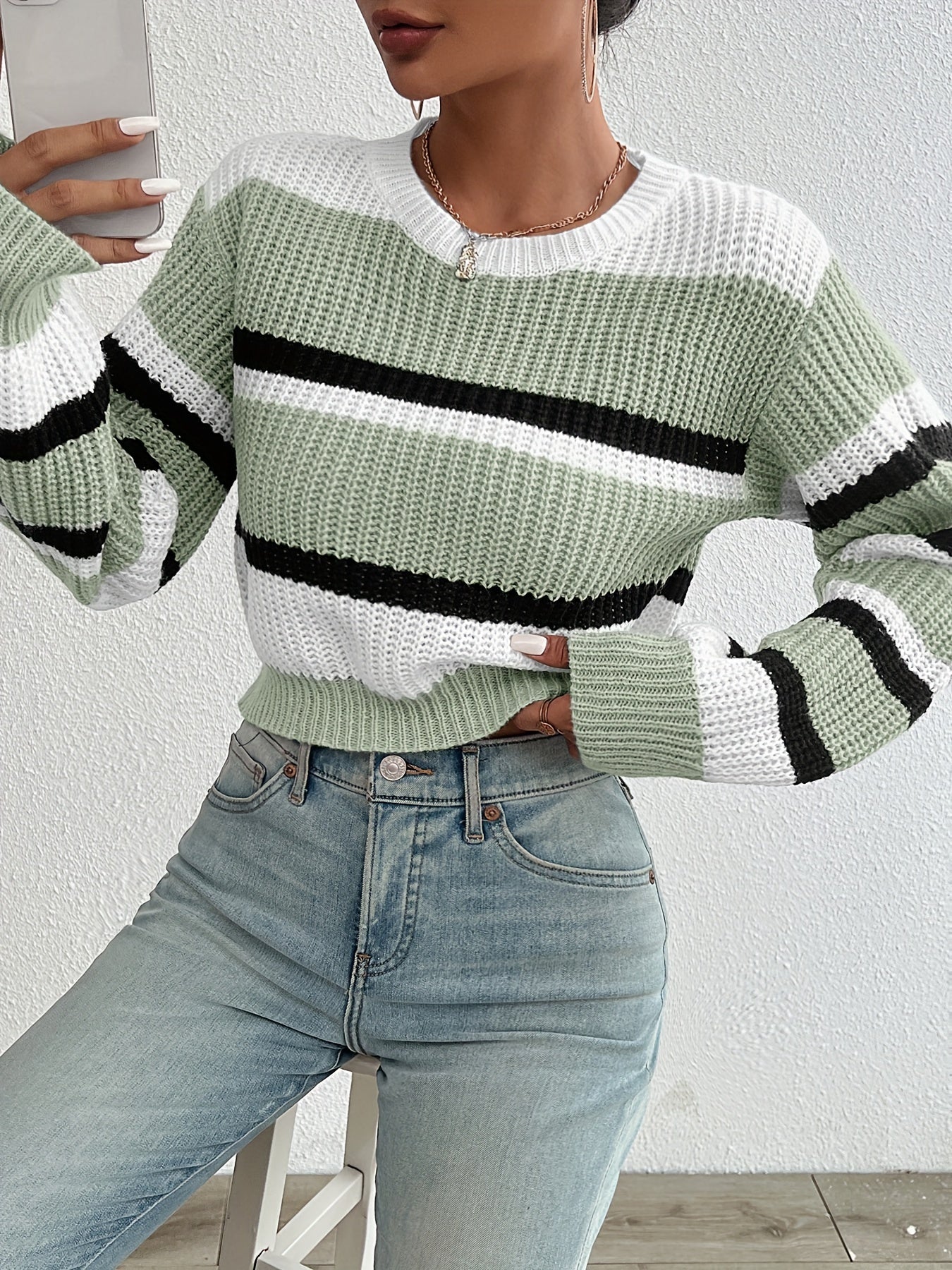 Della I Cropped Colour-Block Sweater