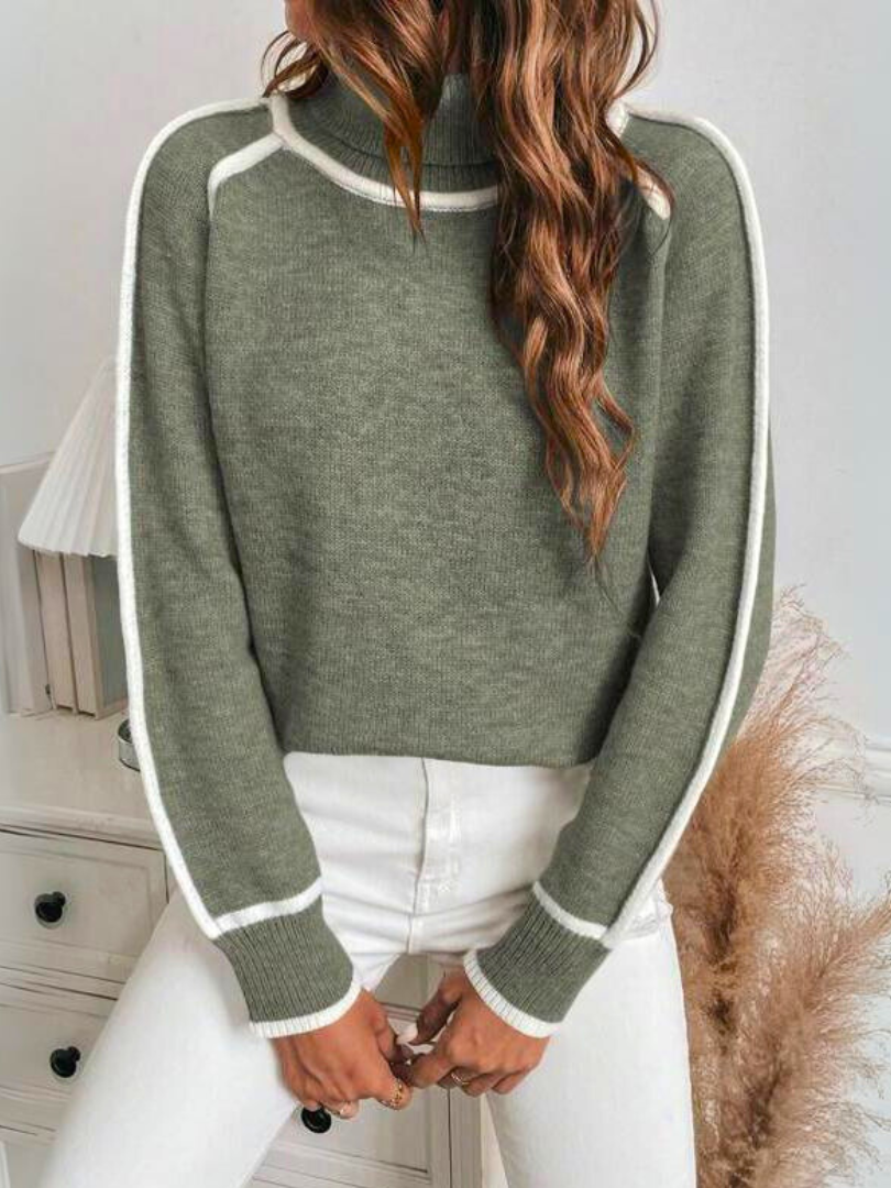 Della I Olive Green Turtleneck Sweater