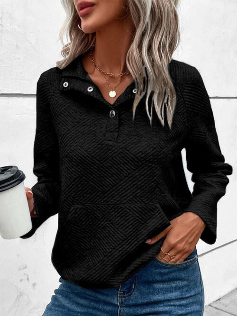 Della I Buttoned High-Collar Sweater