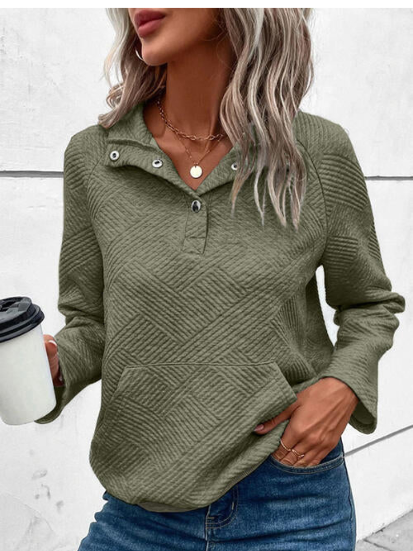 Della I Buttoned High-Collar Sweater
