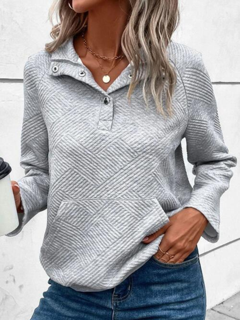Della I Buttoned High-Collar Sweater