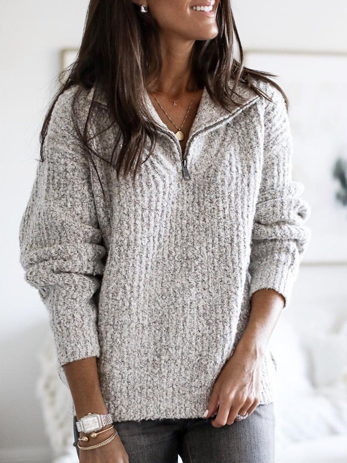 Della I Vintage Zip-Up Sweater