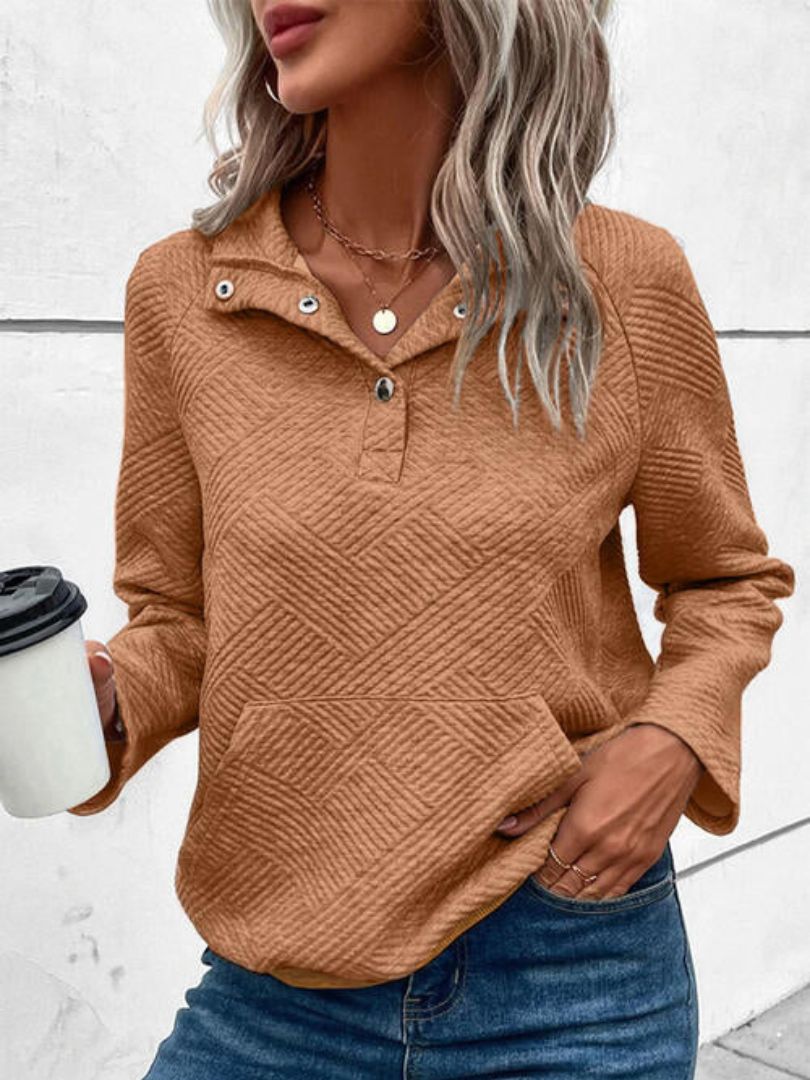 Della I Buttoned High-Collar Sweater