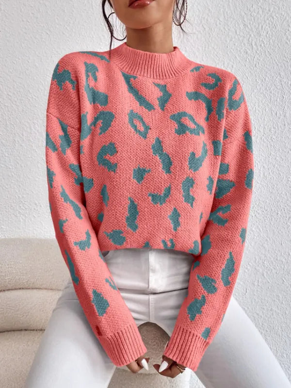 Della I Temperament Leopard Print Sweater