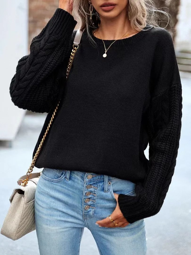 Della I Cable-Knit Round Neck Sweater