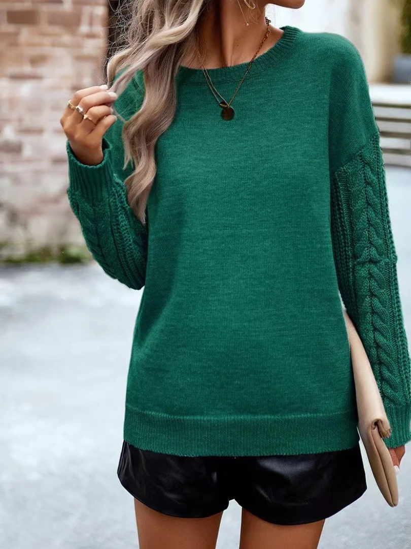 Della I Cable-Knit Round Neck Sweater