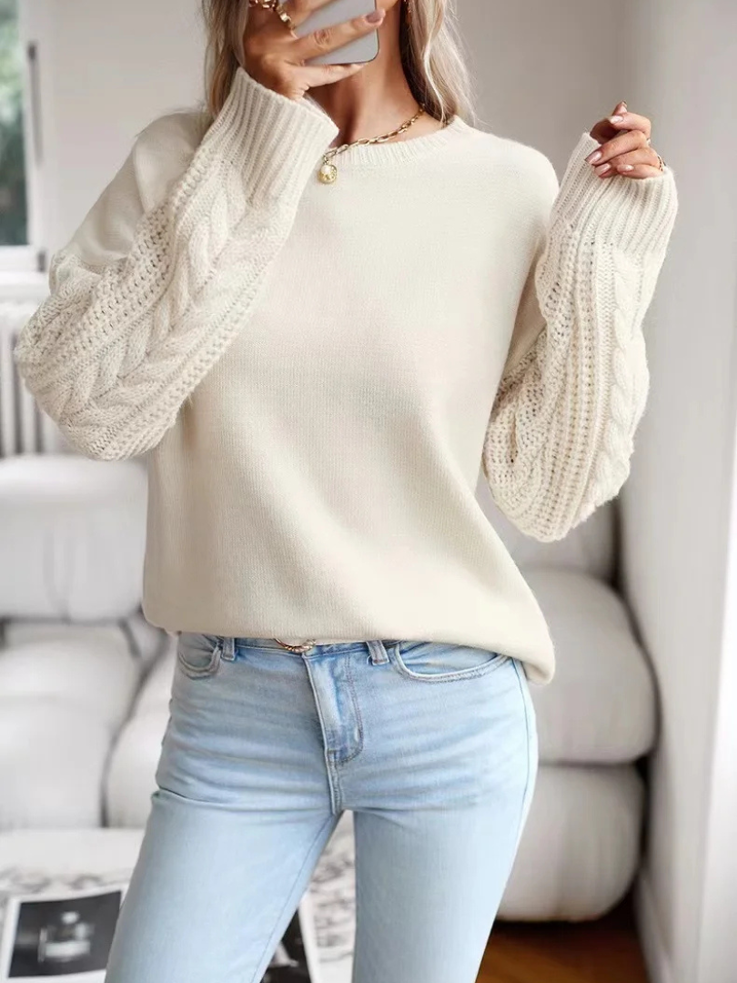 Della I Cable-Knit Round Neck Sweater