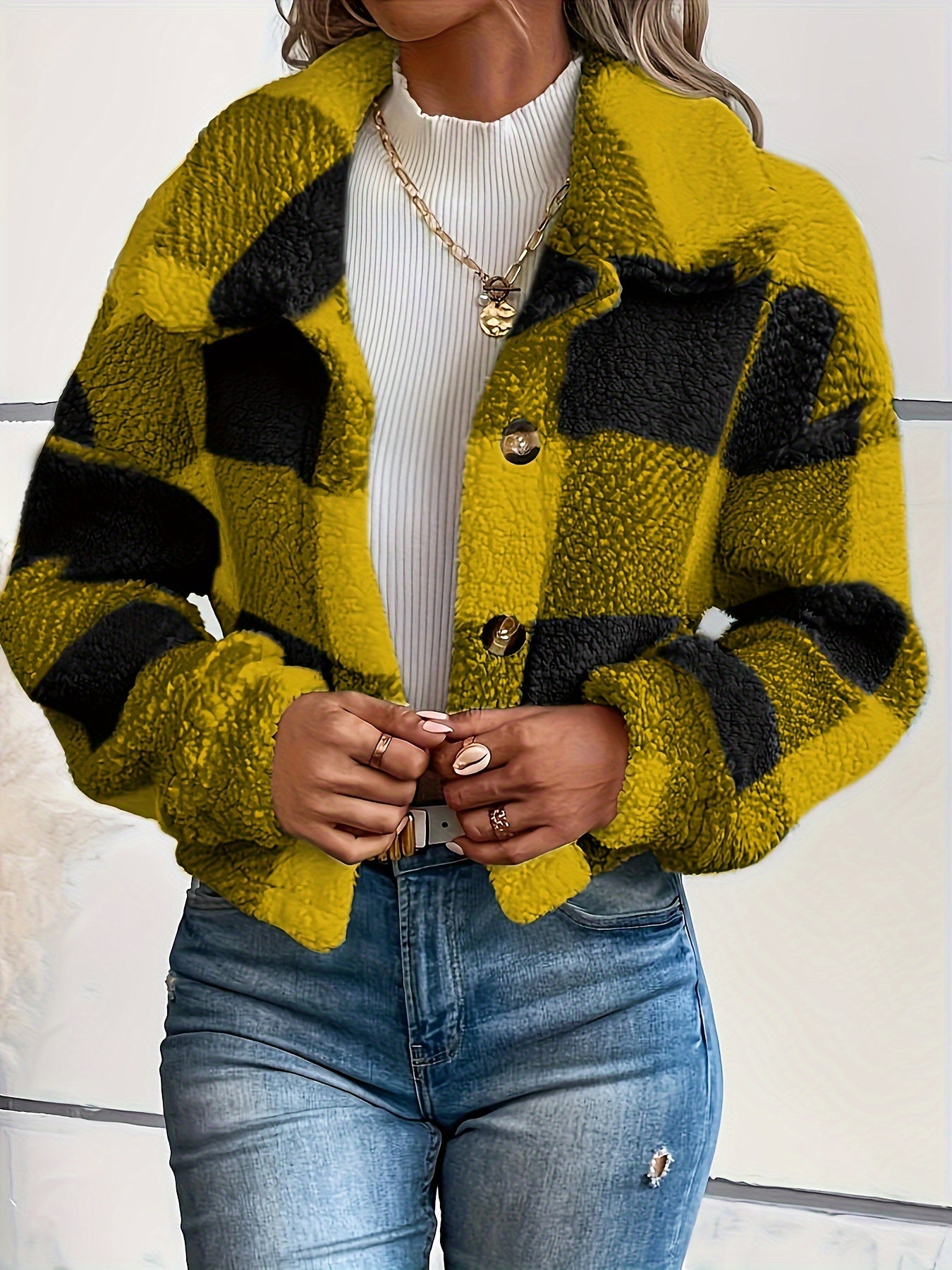 Della I Plaid Teddy Jacket