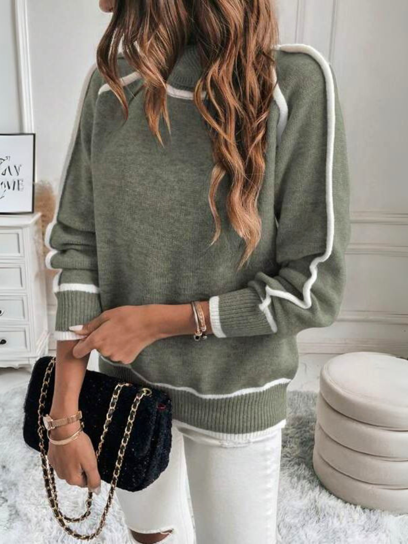 Della I Olive Green Turtleneck Sweater