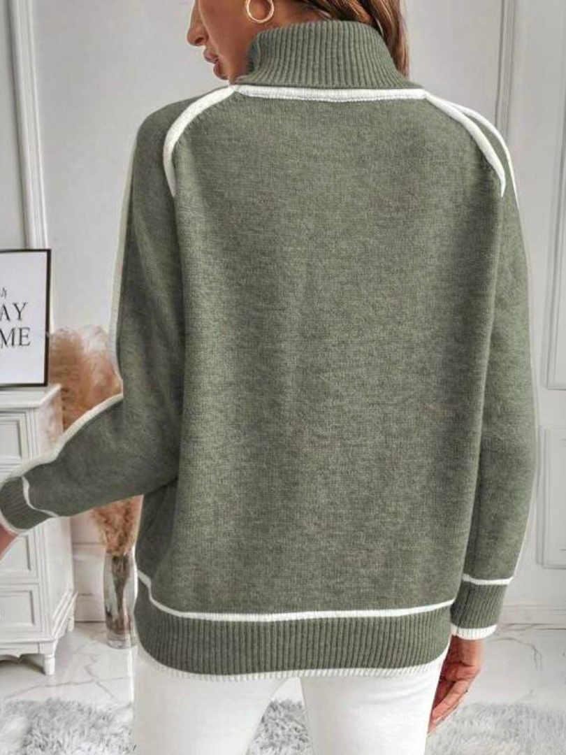 Della I Olive Green Turtleneck Sweater