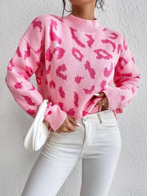 Della I Temperament Leopard Print Sweater