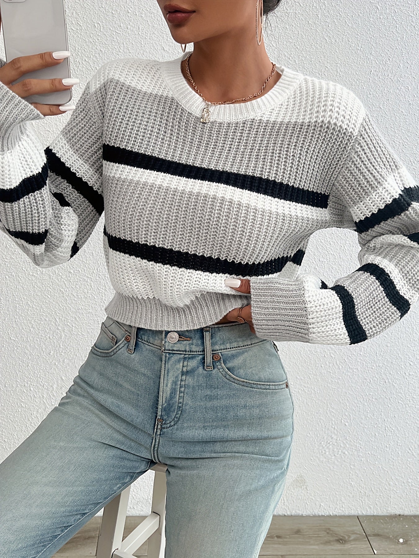 Della I Cropped Colour-Block Sweater