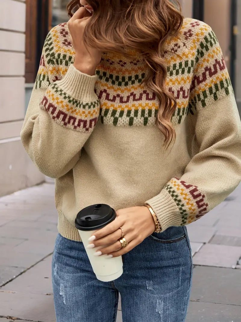 Della I Fair Isle Pattern Turtleneck Sweater