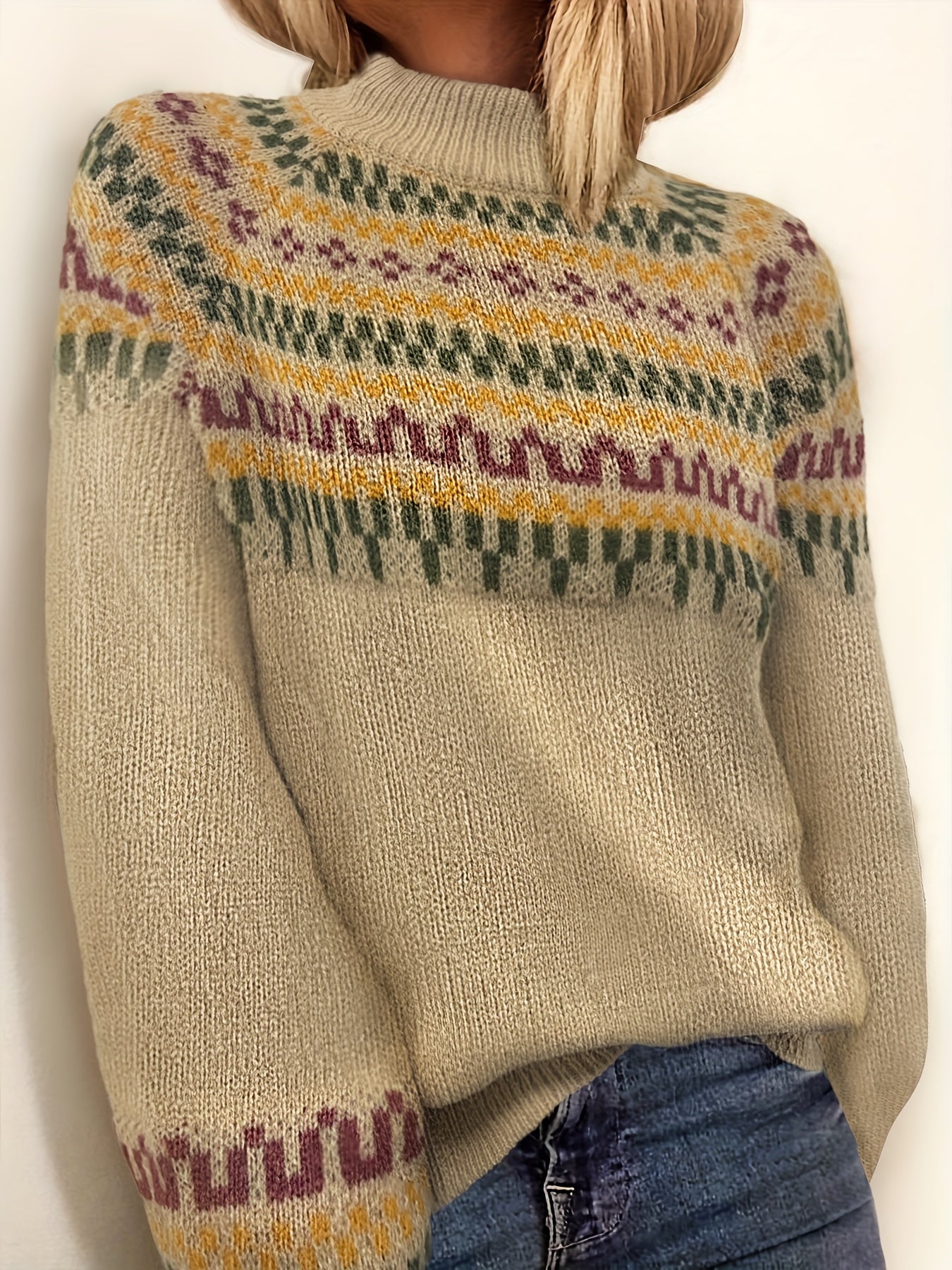 Della I Fair Isle Pattern Turtleneck Sweater