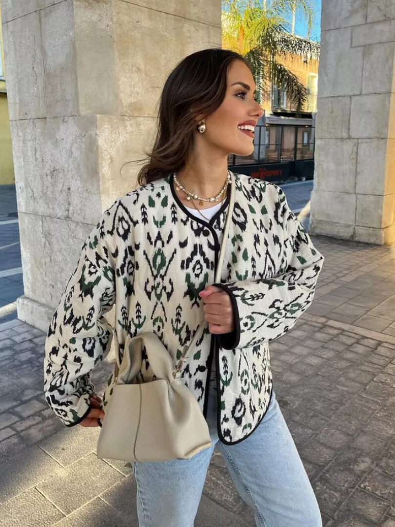 Della I Geometric Print Quilted Thin Jacket