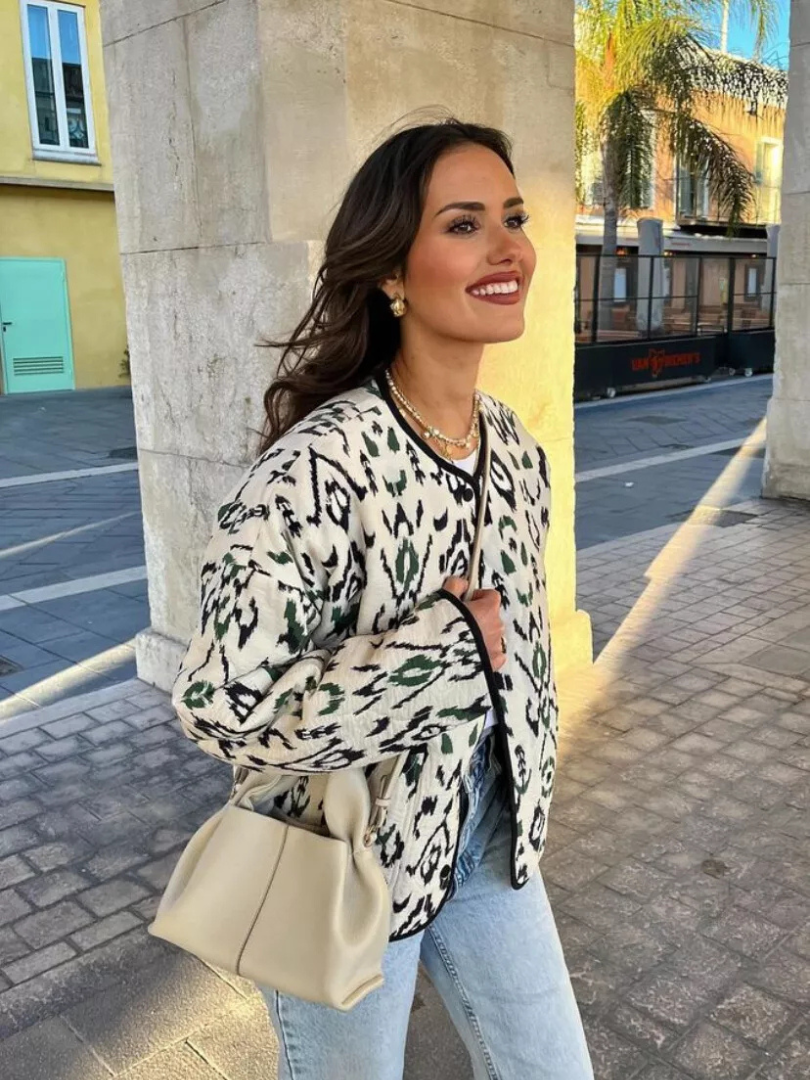 Della I Geometric Print Quilted Thin Jacket