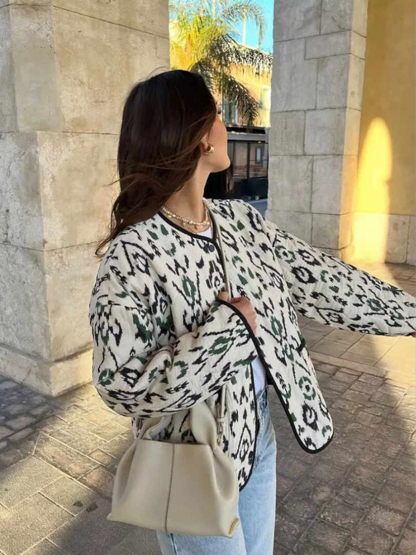 Della I Geometric Print Quilted Thin Jacket
