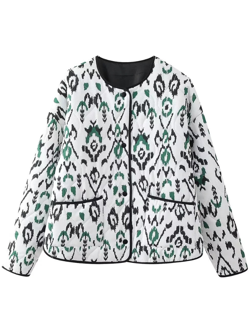 Della I Geometric Print Quilted Thin Jacket