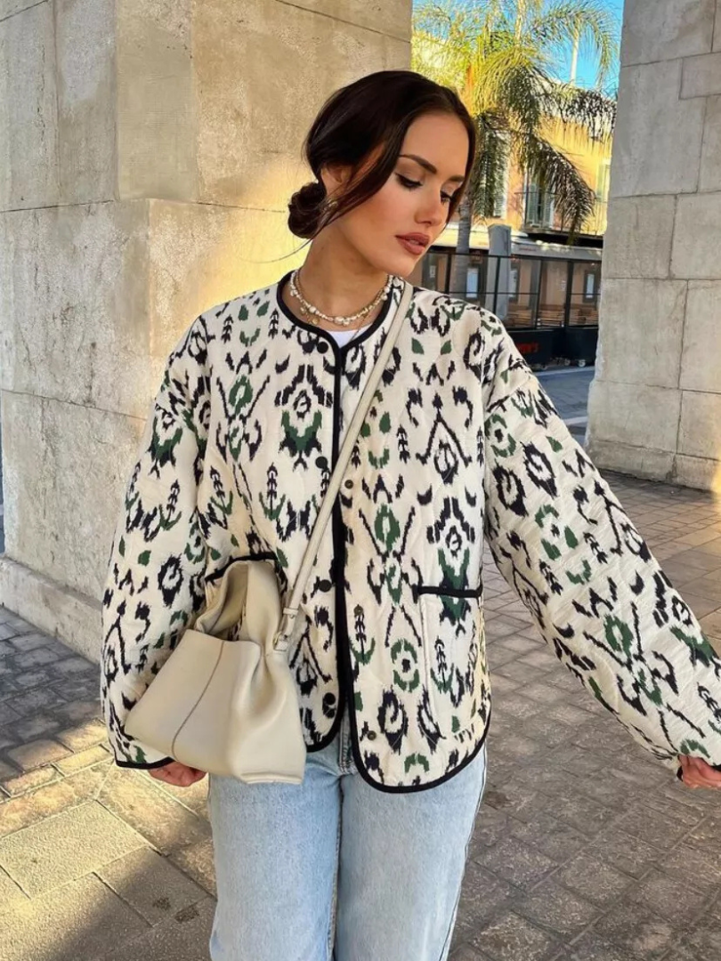 Della I Geometric Print Quilted Thin Jacket