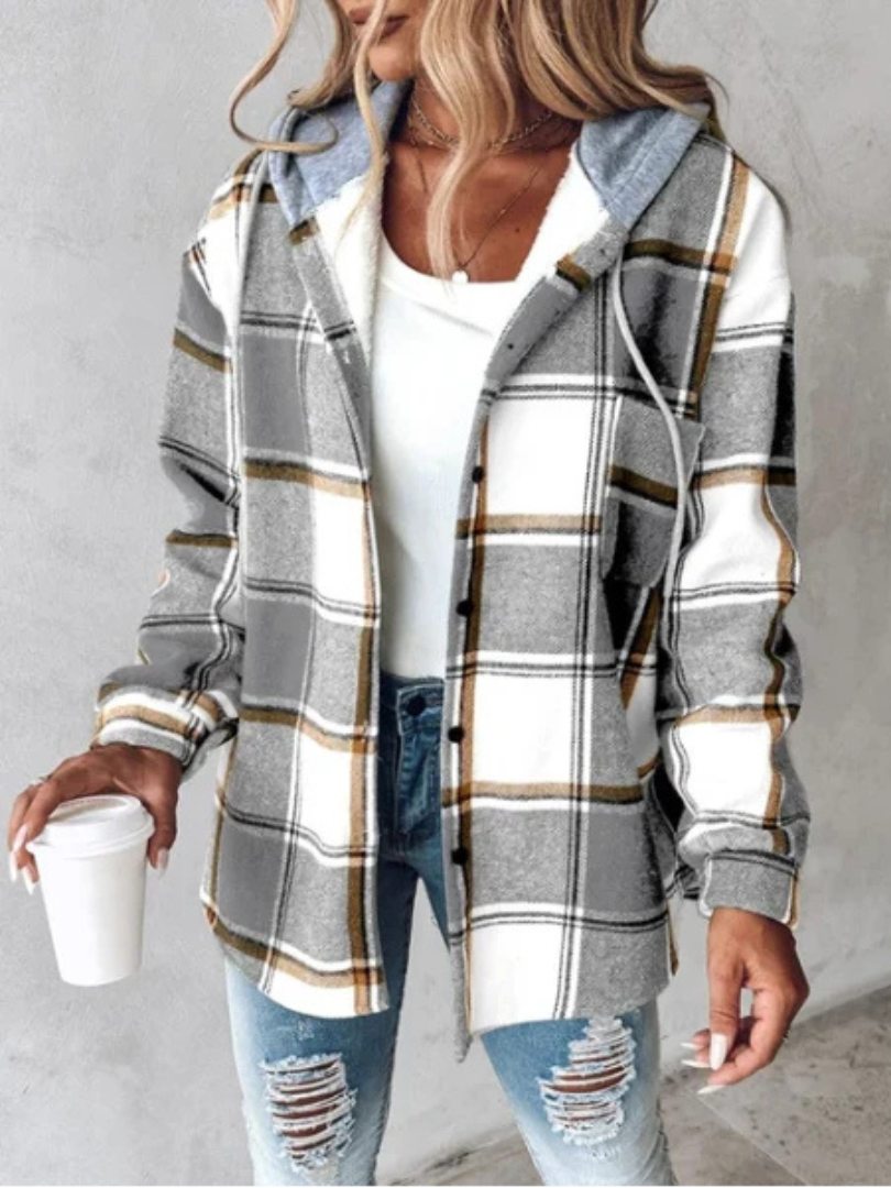Della I Plaid Hooded Jacket