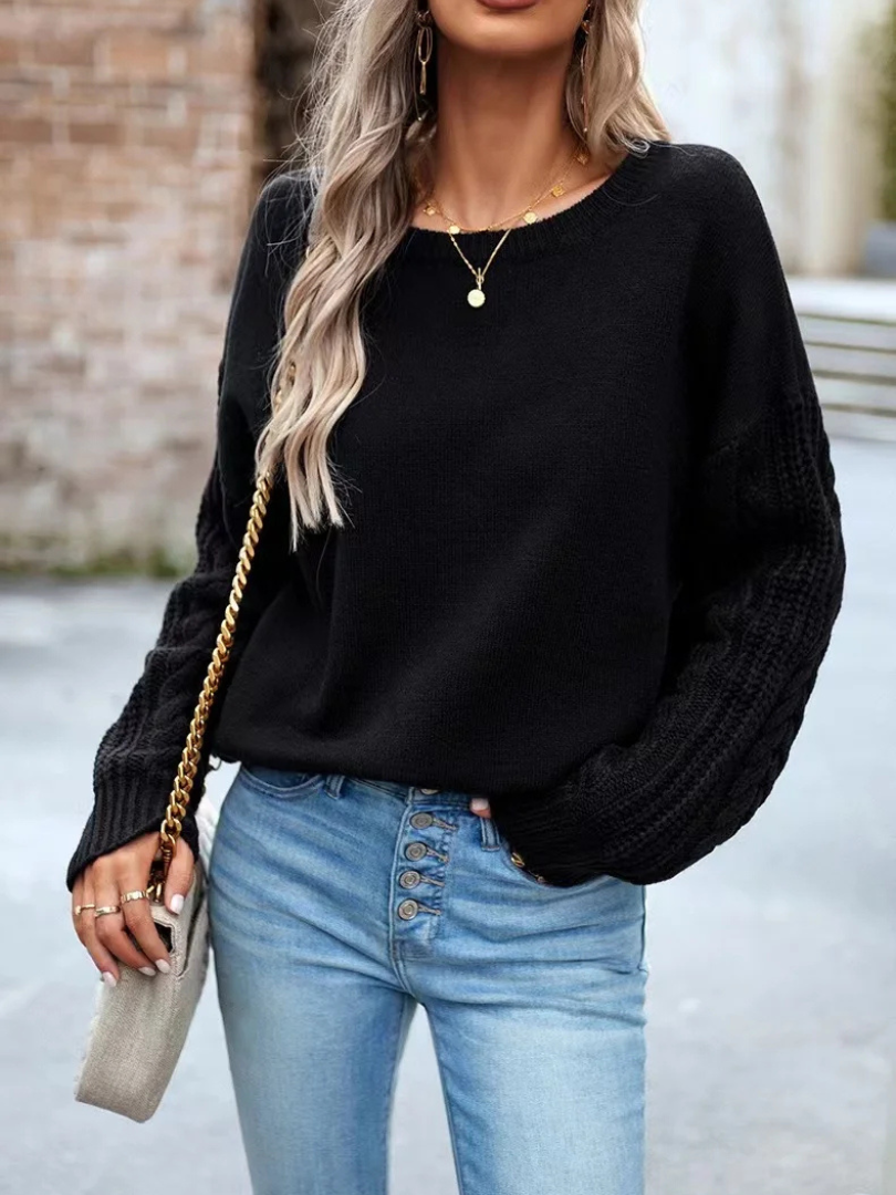Della I Cable-Knit Round Neck Sweater
