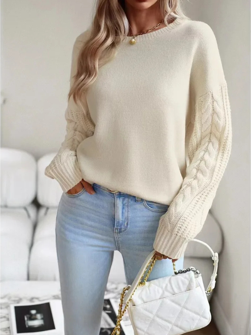 Della I Cable-Knit Round Neck Sweater