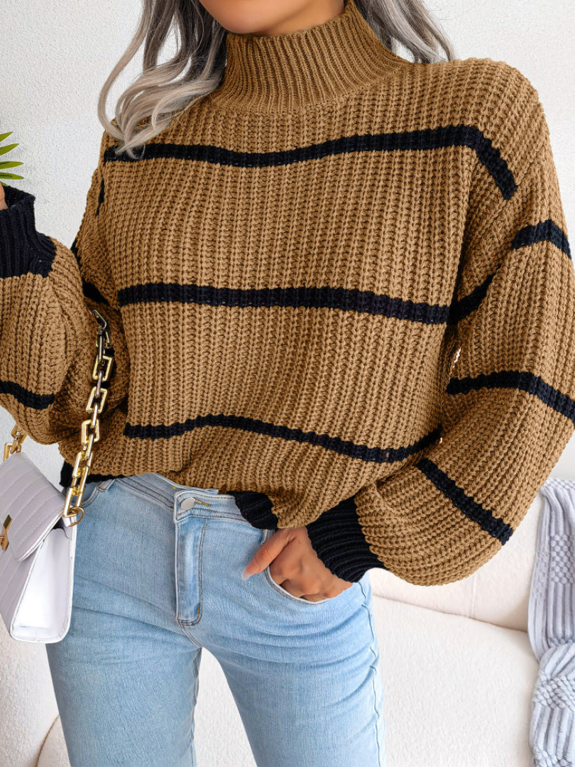 Della I Striped Knitted Turtleneck Sweater