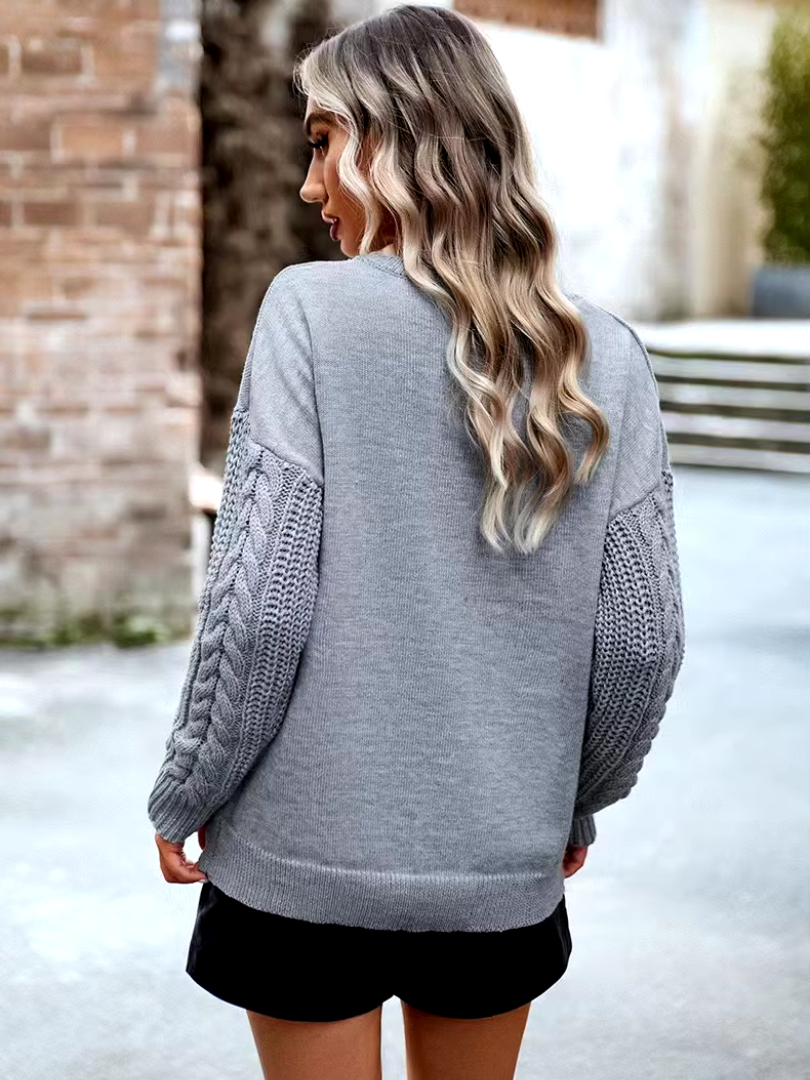 Della I Cable-Knit Round Neck Sweater