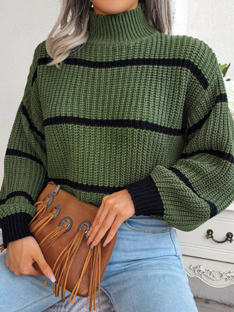 Della I Striped Knitted Turtleneck Sweater