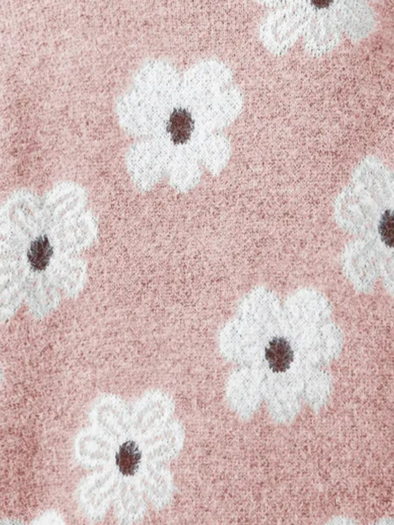 Della I Zip-Up Flower Sweater