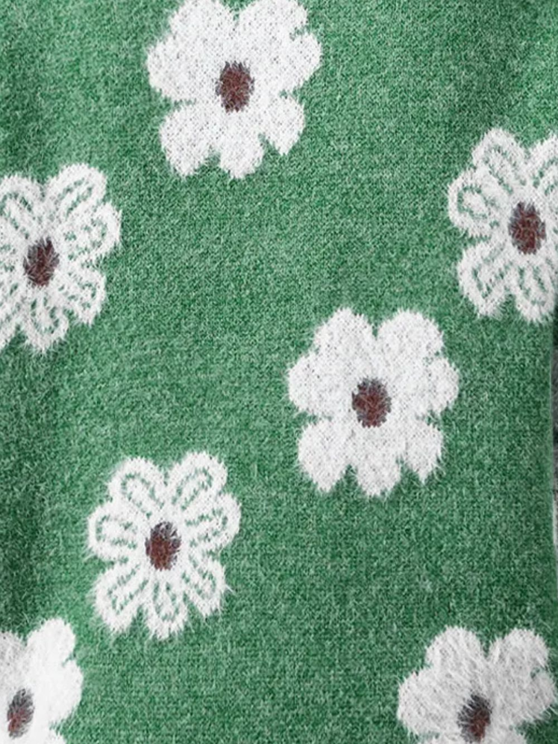 Della I Zip-Up Flower Sweater