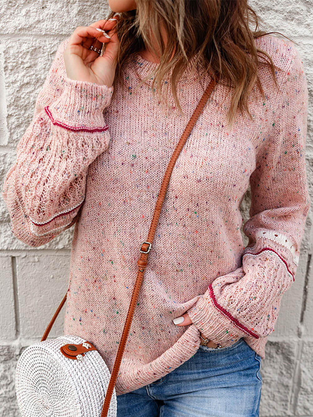 Della I Pink Sparkled Sweater